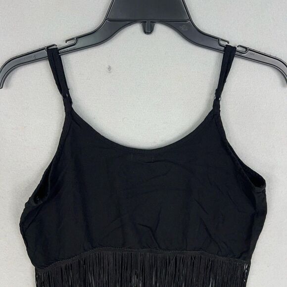 Earthbound Trading Crop Top Womens Large Black Embroidered Fringe Boho Western - Picture 6 of 9